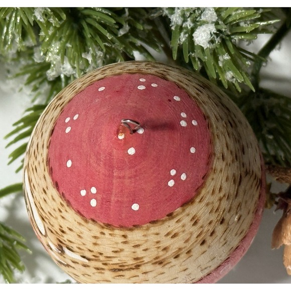 VINTAGE 1990 Hand Painted Austrian Wooden Santa Egg Shaped Christmas Ornament - Picture 8 of 11